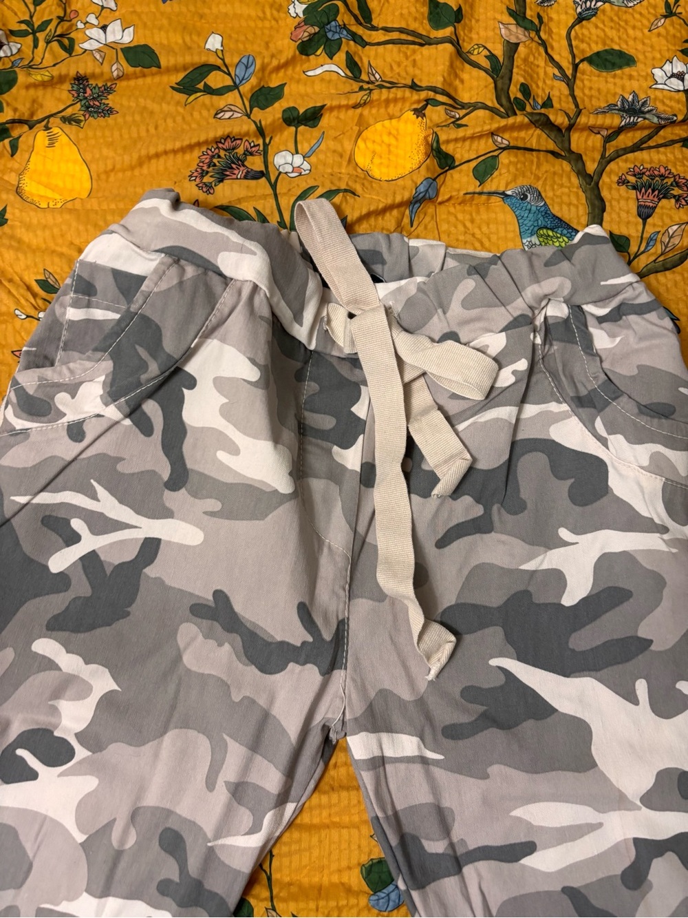 Gray Camo Straight Leg Pants with Side Stripe - Picture 3 of 5